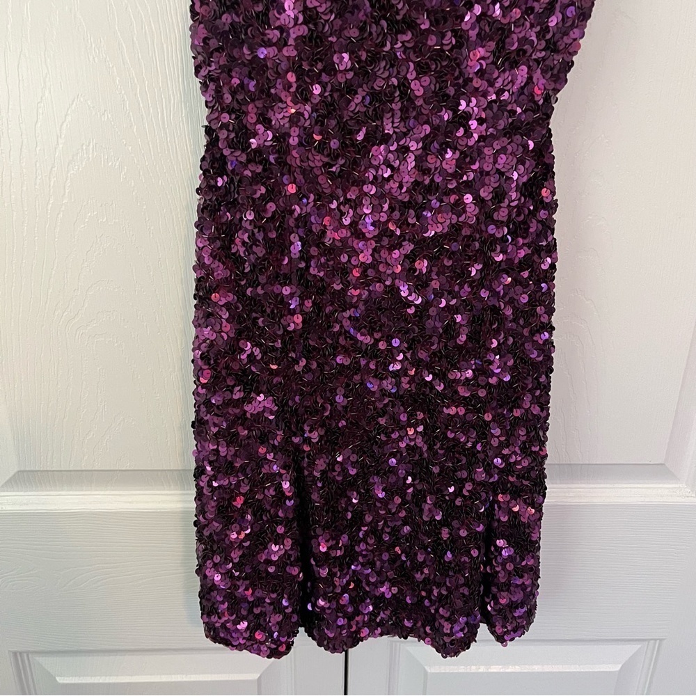 NWT Sherri Hill Purple Sequin Halter Dress Size 2 - Picture 5 of 13